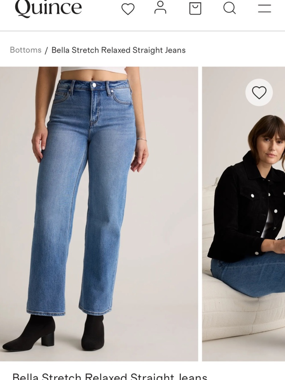 Quince Bella Stretch Relaxed Straight Jeans — Medium Blue